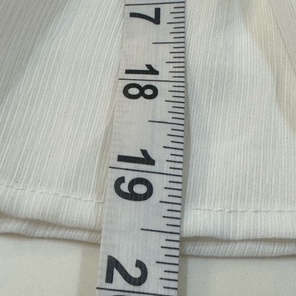 Mini Summer MINI Dress White Square Neck Ruffle Hemline Long Sleeve Size Medium - Picture 13 of 14